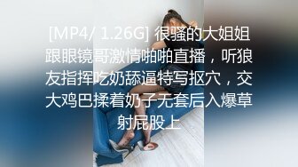 [MP4/ 1.26G] 很骚的大姐姐跟眼镜哥激情啪啪直播，听狼友指挥吃奶舔逼特写抠穴，交大鸡巴揉着奶子无套后入爆草射屁股上