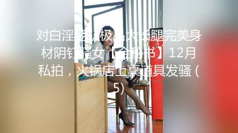 对白淫荡，极品大长腿完美身材阴钉骚女【金秘书】12月私拍，火锅店上桌道具发骚 (5)